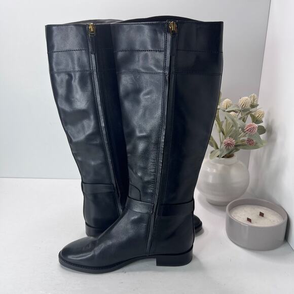 Tory Burch Everly Leather Riding Boots Side Zipper Black Women's 7M NWOB - Picture 6 of 9
